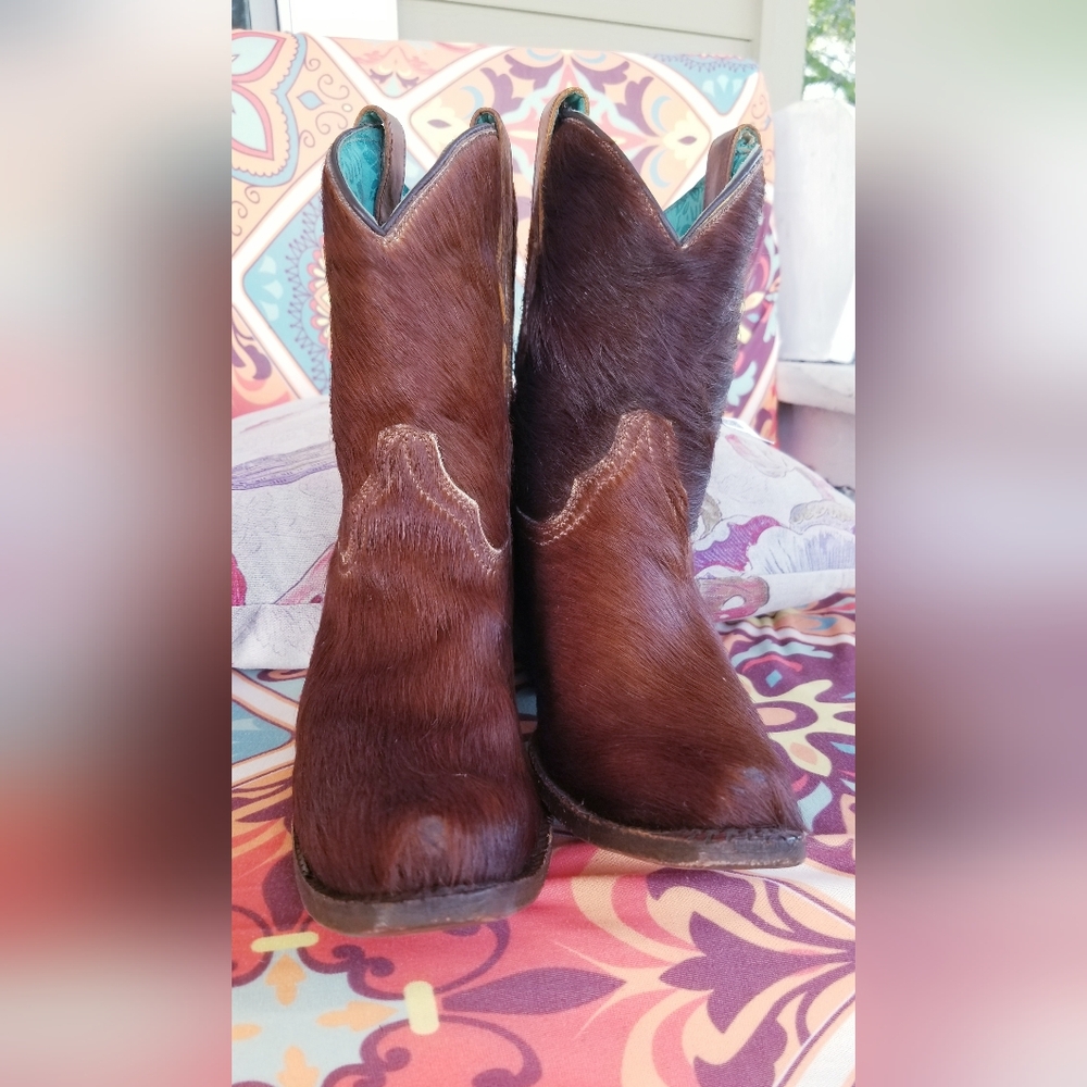 Corral Brown Leather Hair On Hide Cowboy Boots